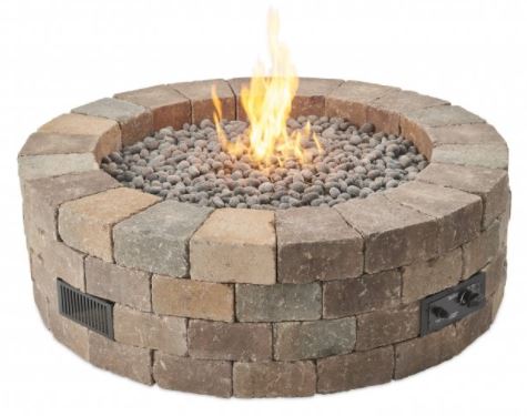 Outdoor Greatroom BRONSON BLOCK Round Gas Fire Pit Kit, BRON52-K