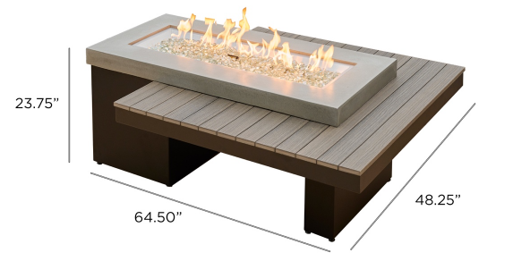Outdoor GreatRoom COASTAL GREY UPTOWN Linear Gas Fire Pit Table, UPT-1242-CGR