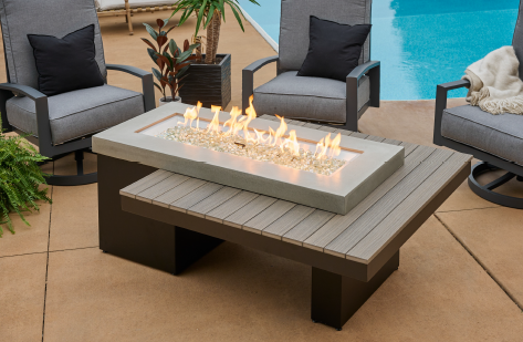 Outdoor GreatRoom COASTAL GREY UPTOWN Linear Gas Fire Pit Table, UPT-1242-CGR
