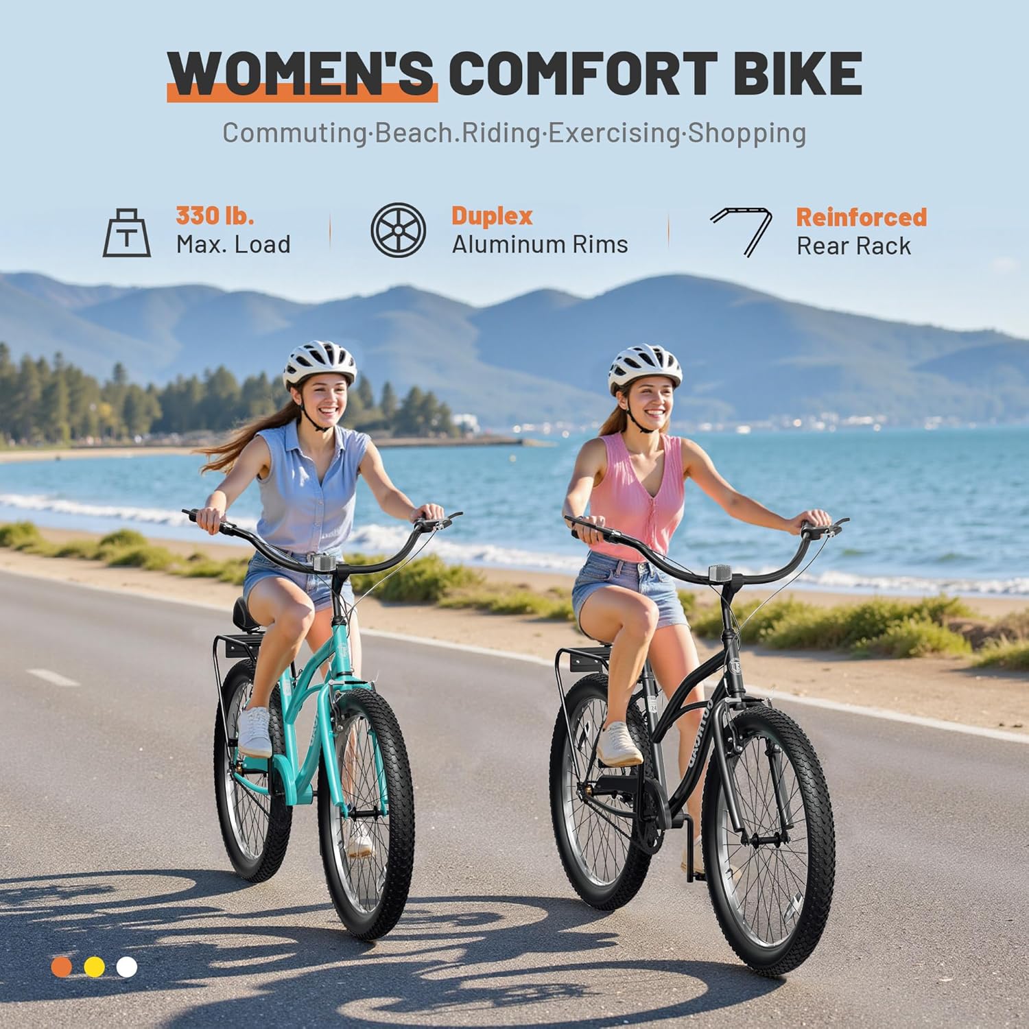 Outroad 24" Women's Single Speed Step-Through Beach Cruiser Bike