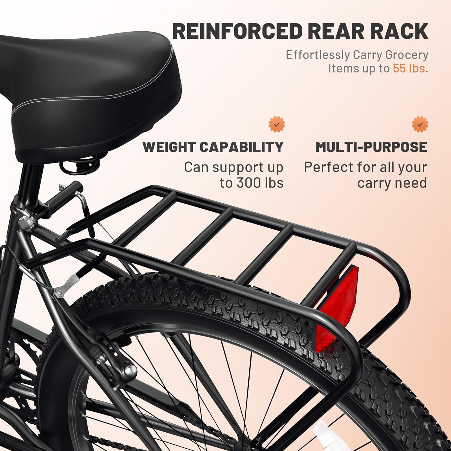 Outroad 24" Women's Single Speed Step-Through Beach Cruiser Bike