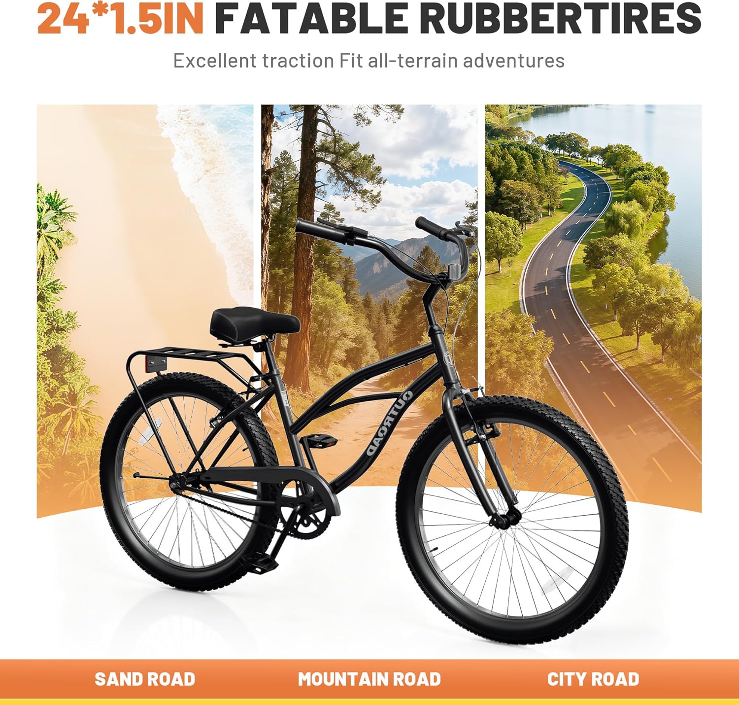 Outroad 24" Women's Single Speed Step-Through Beach Cruiser Bike