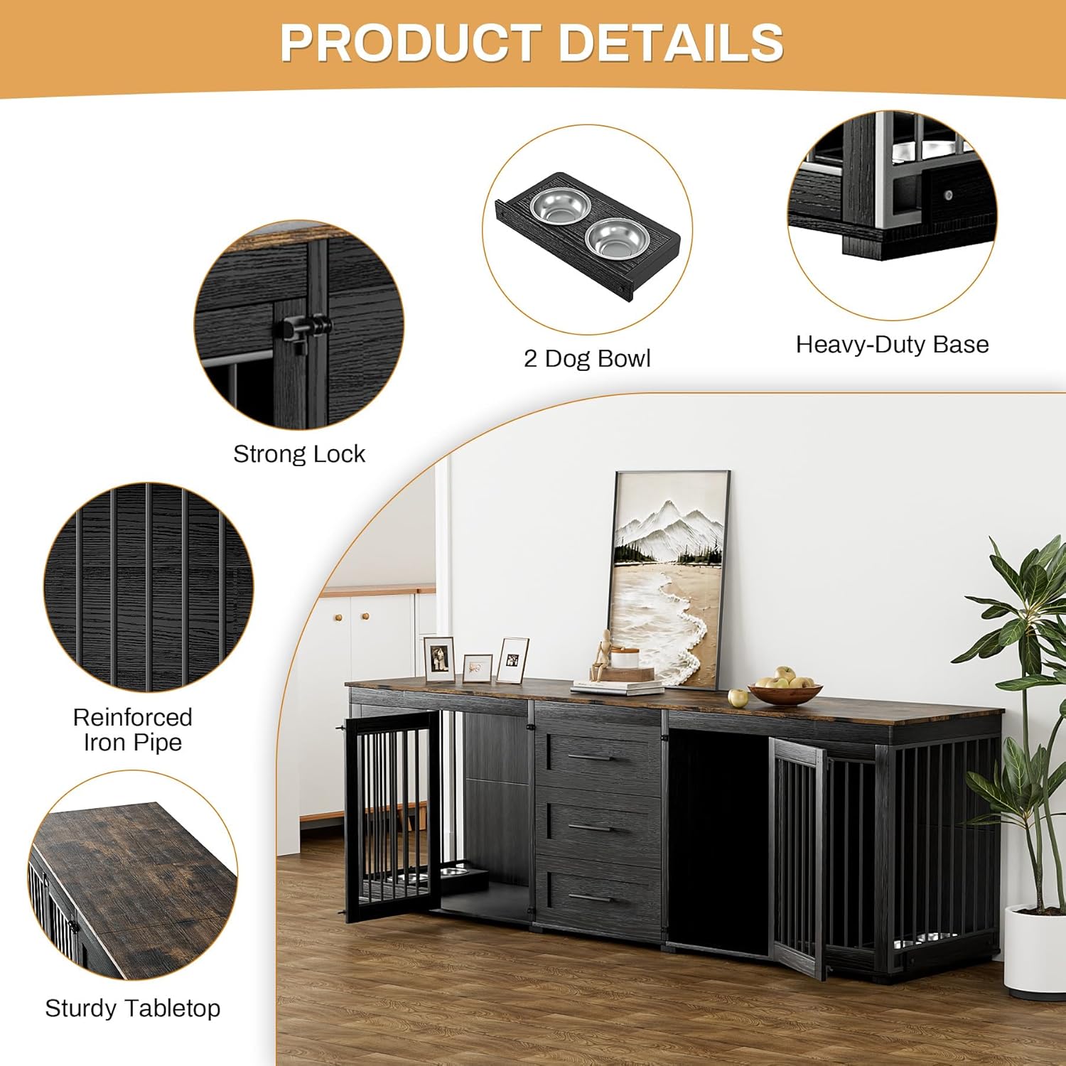 OUYESSIR 94.5" Large Dogs Crate Furniture
