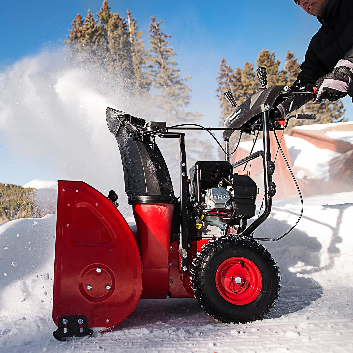 Powersmart 24" 212cc 2-Stage 8 Speed Reinforced Steel Housing Self-Propelled Gas Snow Blower