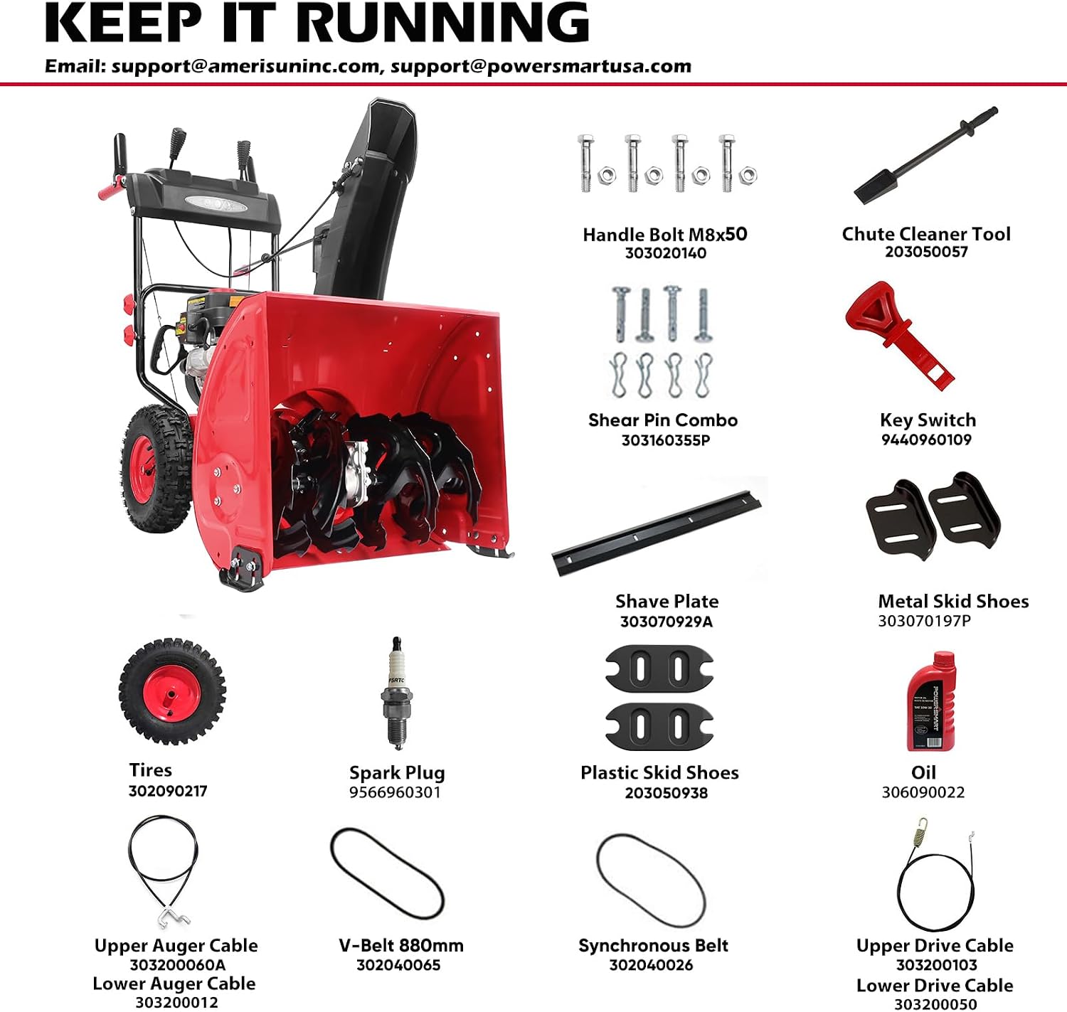 Powersmart 24" 212cc 2-Stage 8 Speed Reinforced Steel Housing Self-Propelled Gas Snow Blower