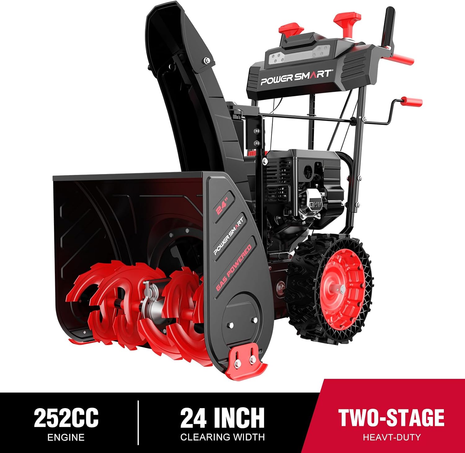 Powersmart 24" 212cc 2-Stage 8 Speed Self-Propelled Gas Snow Blower