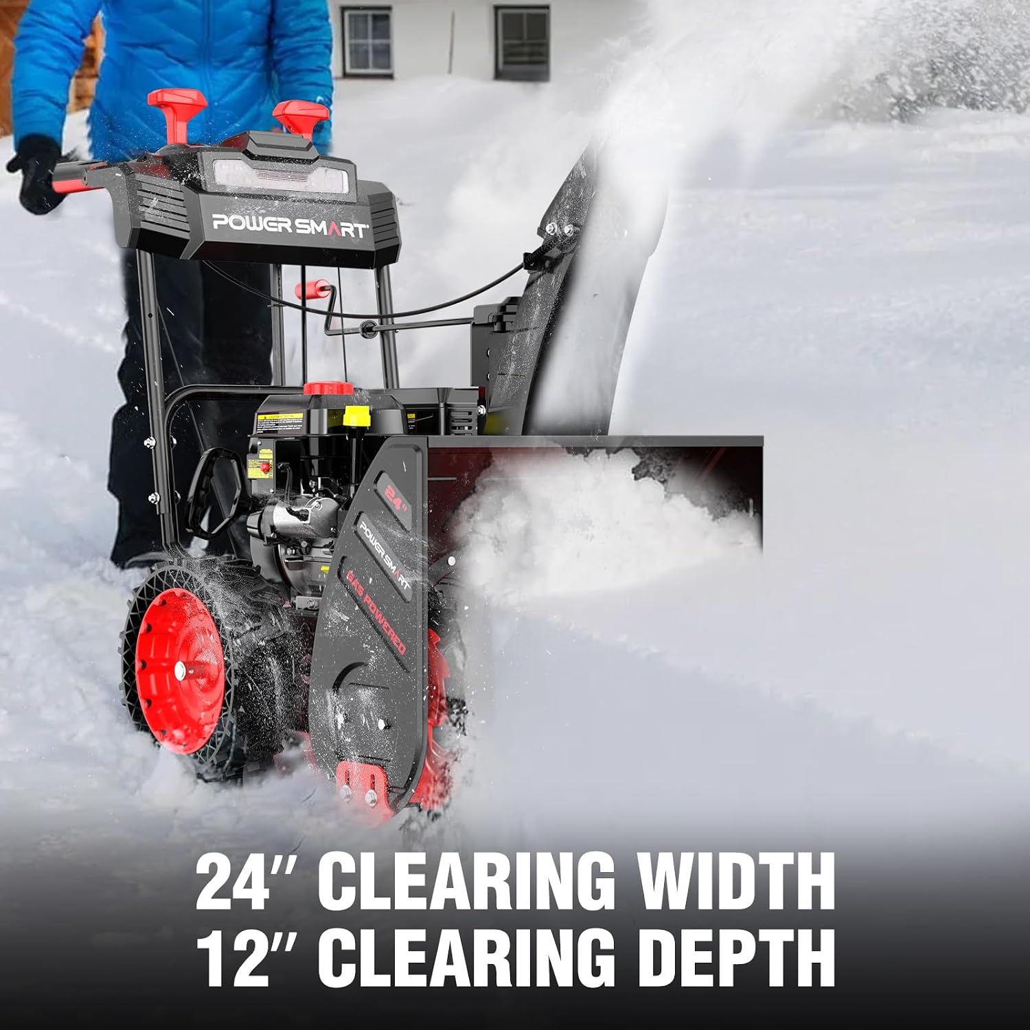Powersmart 24" 212cc 2-Stage 8 Speed Self-Propelled Gas Snow Blower