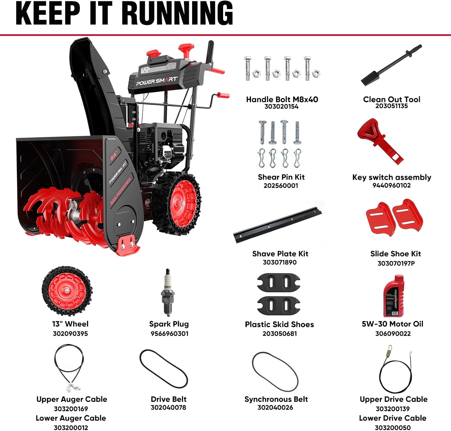 Powersmart 24" 212cc 2-Stage 8 Speed Self-Propelled Gas Snow Blower