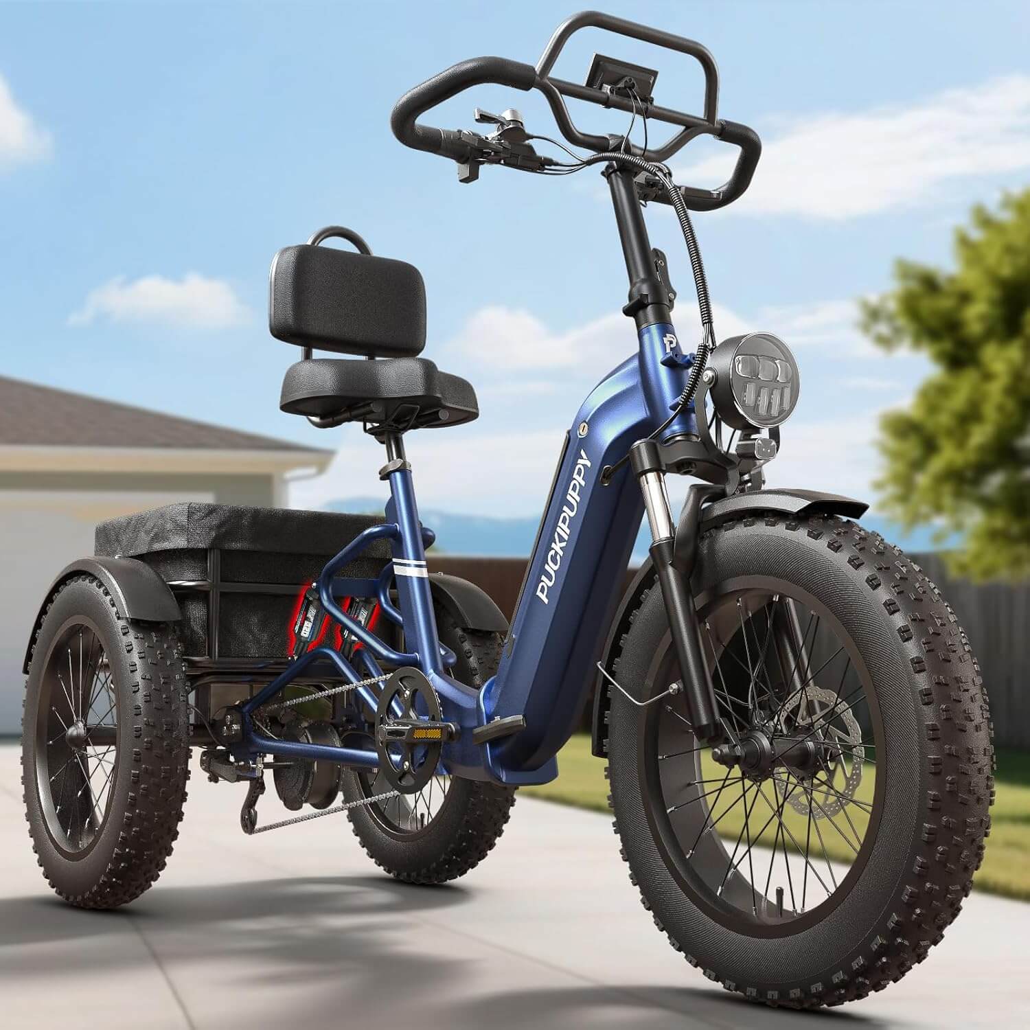 PUCKIPUPPY ROTTWEILER 48V 960W (with Reverse Gear) Fat Tire Electric Trike