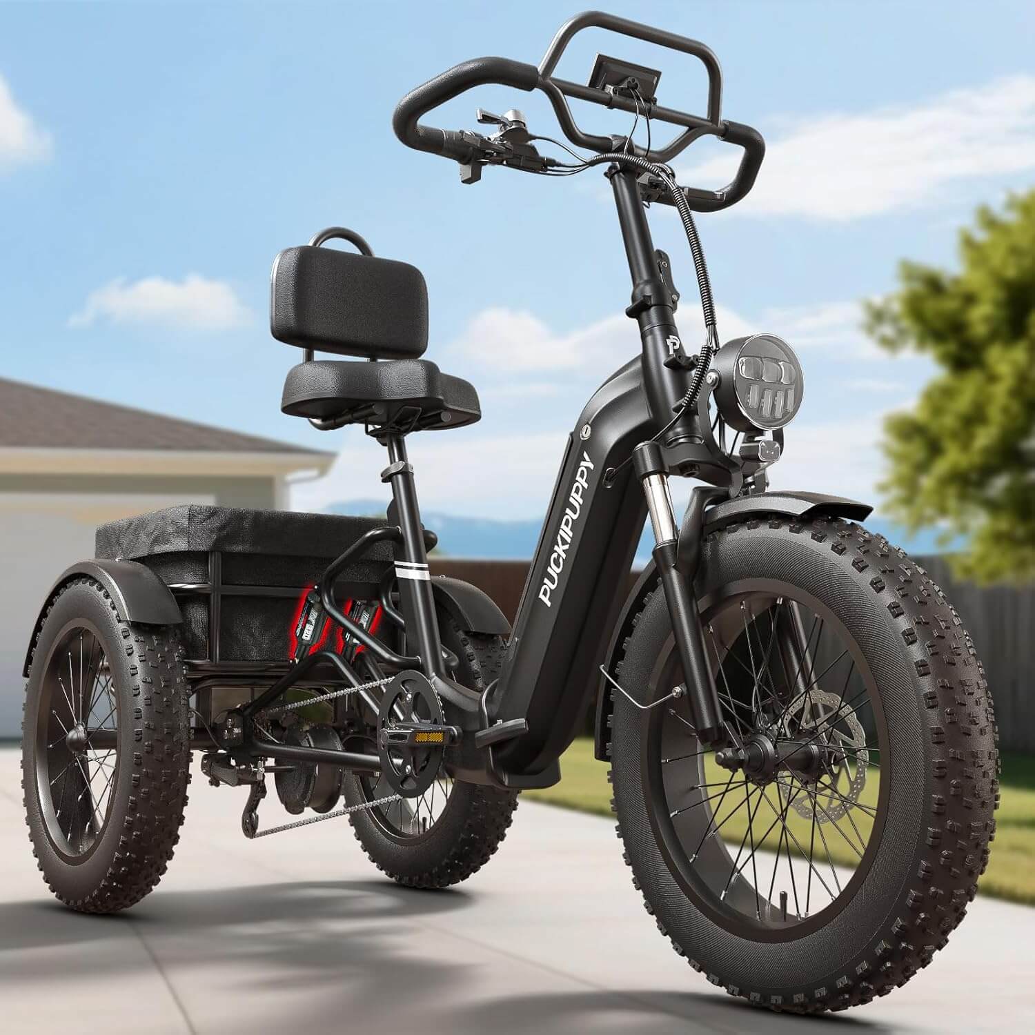 PUCKIPUPPY ROTTWEILER 48V 960W (with Reverse Gear) Fat Tire Electric Trike