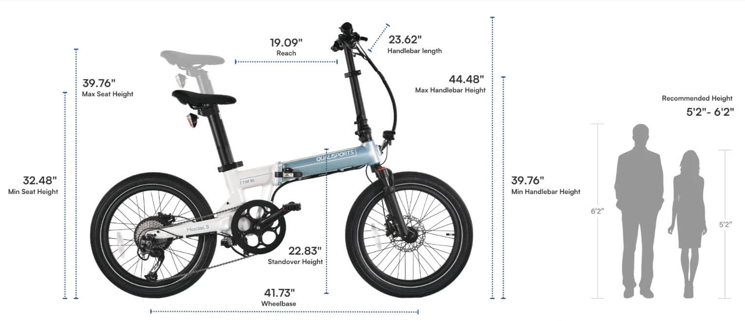2024 Qualisports MODEL 5 500W 48V 20" Lightweight Folding Electric Bike-Upzy.com