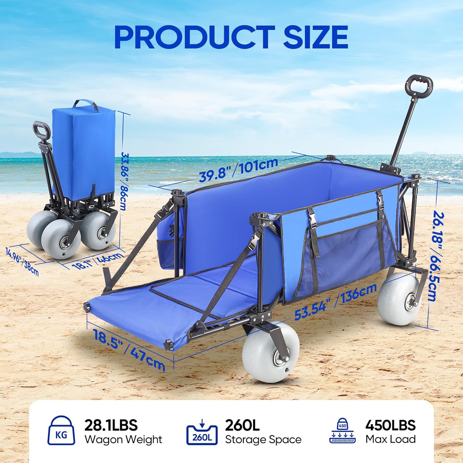 Rovique 53" Foldable Beach Wagon