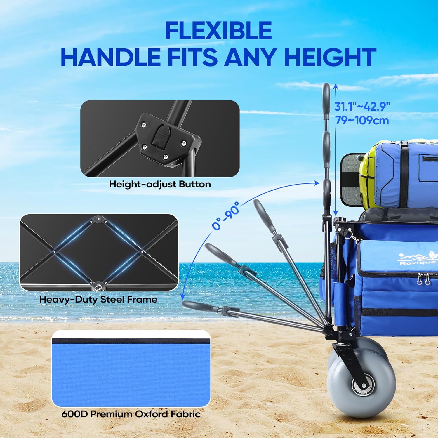 Rovique 53" Foldable Beach Wagon