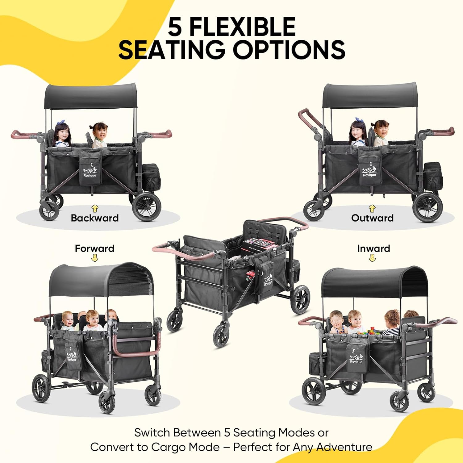 Rovique DELUXE 4 Seater Kids Stroller Wagon —
