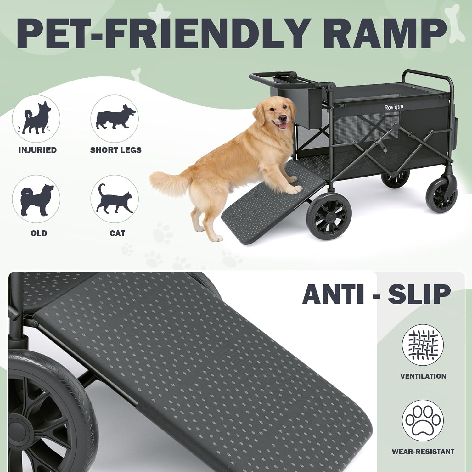 Rovique Heavy Duty Large Wagon Dog Stroller