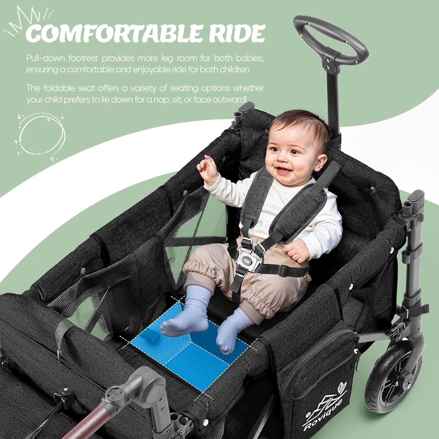 wagon stroller for infant and toddler Rovique Premium 2 Kids Stroller Wagon — Upzy.com
