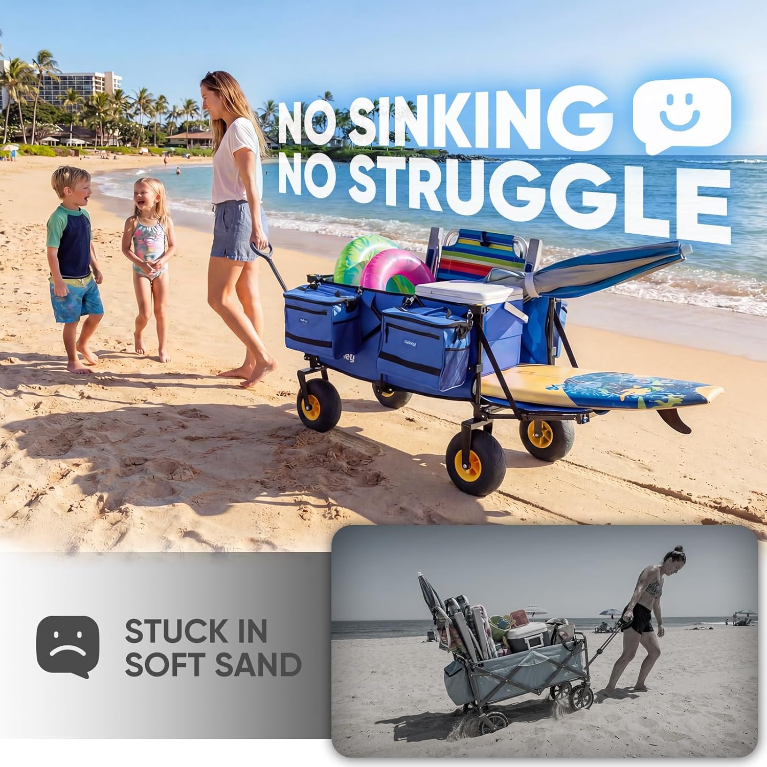 Sekey 57" FW259 Heavy Duty Foldable Beach Wagon