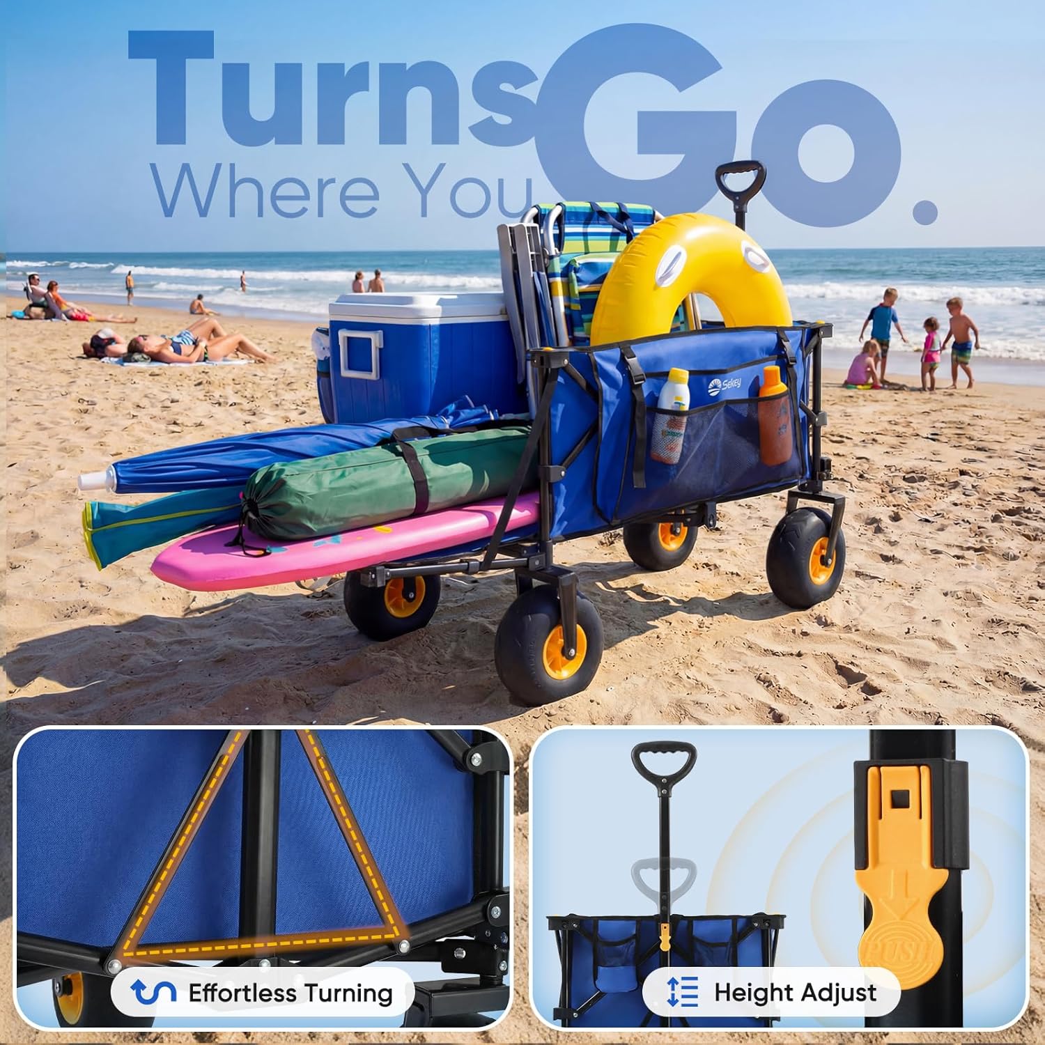 Sekey 57" FW259 Heavy Duty Foldable Beach Wagon