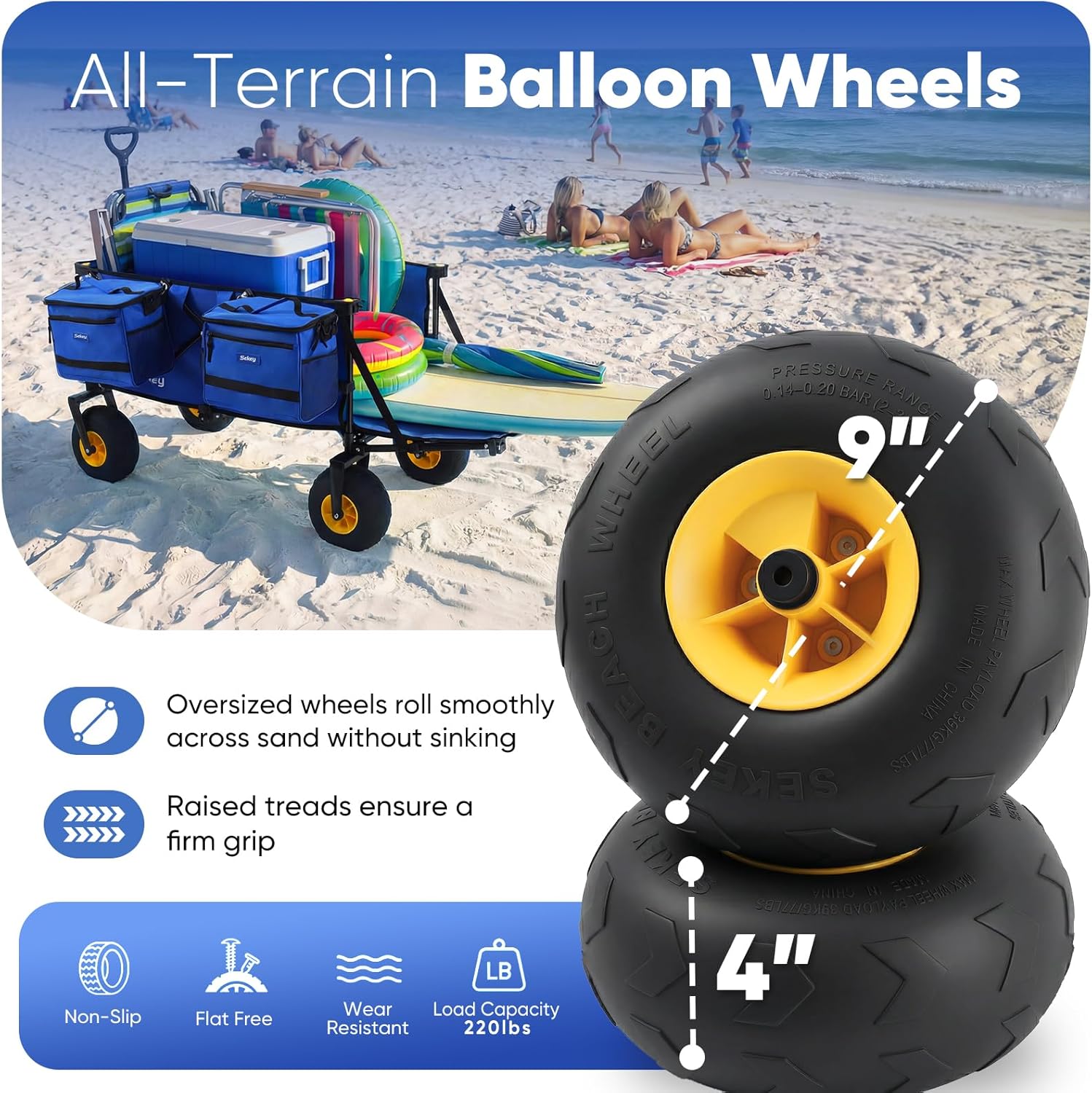 Sekey 57" FW259 Heavy Duty Foldable Beach Wagon