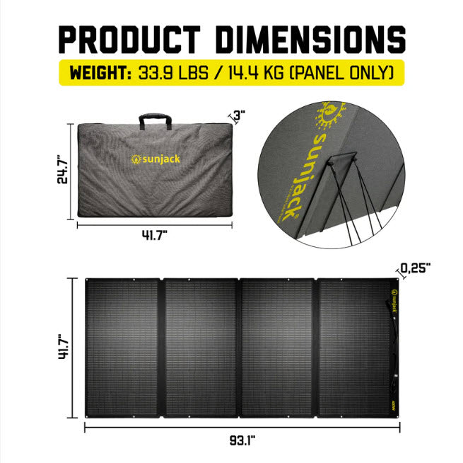 SunJack 400W ETFE Foldable Portable Solar Panel