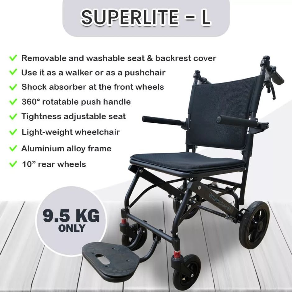 Super Lite Manual Lightweight Folding Travel Wheelchair