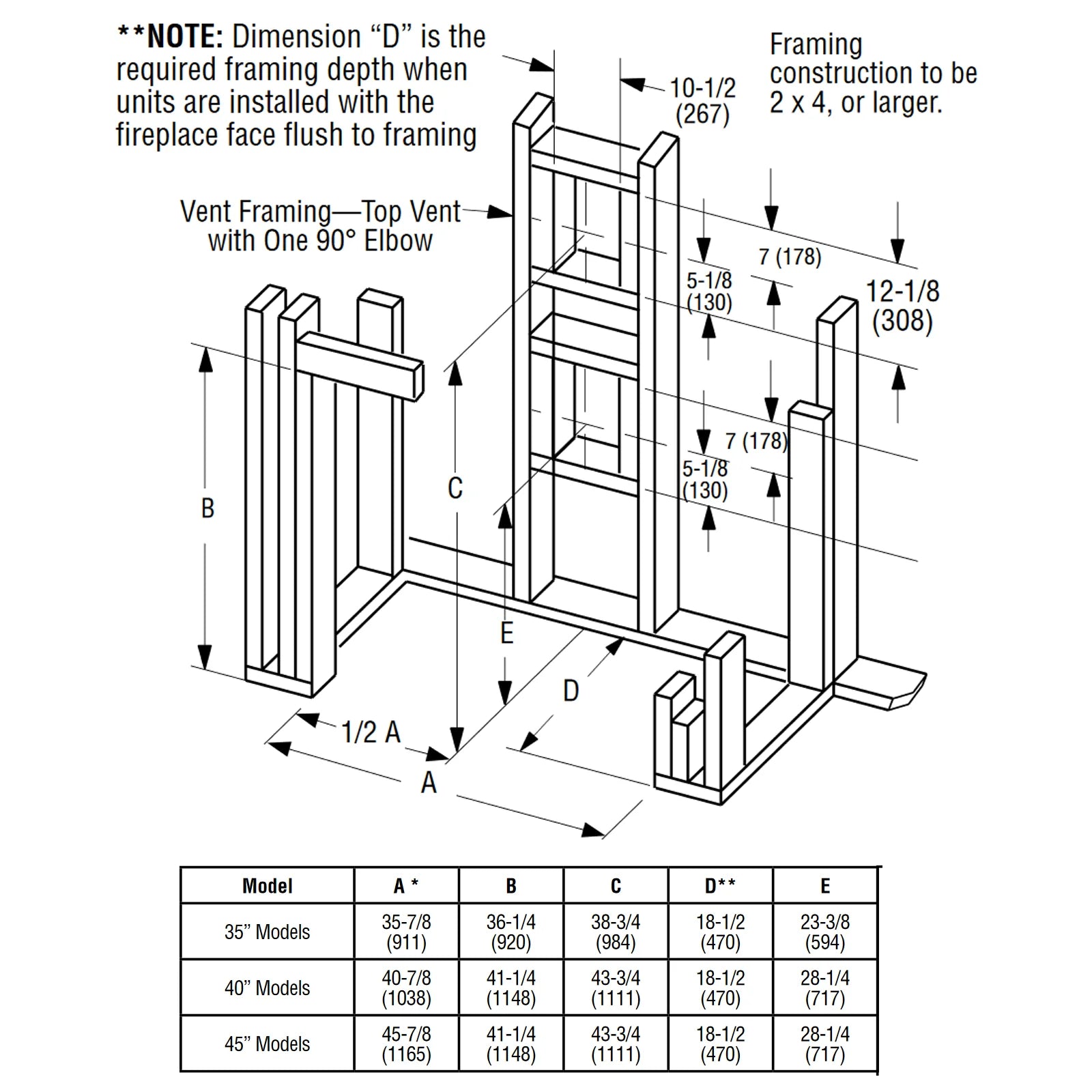 Superior 45" DRT3545 Top/Rear Traditional Direct Vent Gas Fireplace with Electronic Ignition