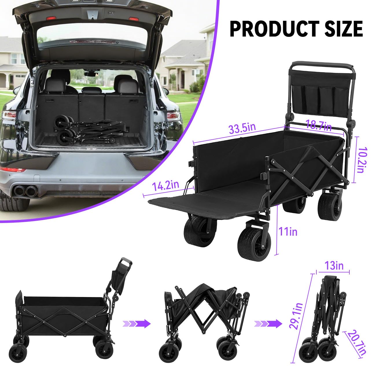 TKYZ Large Folding Dog Stroller Wagon Cart