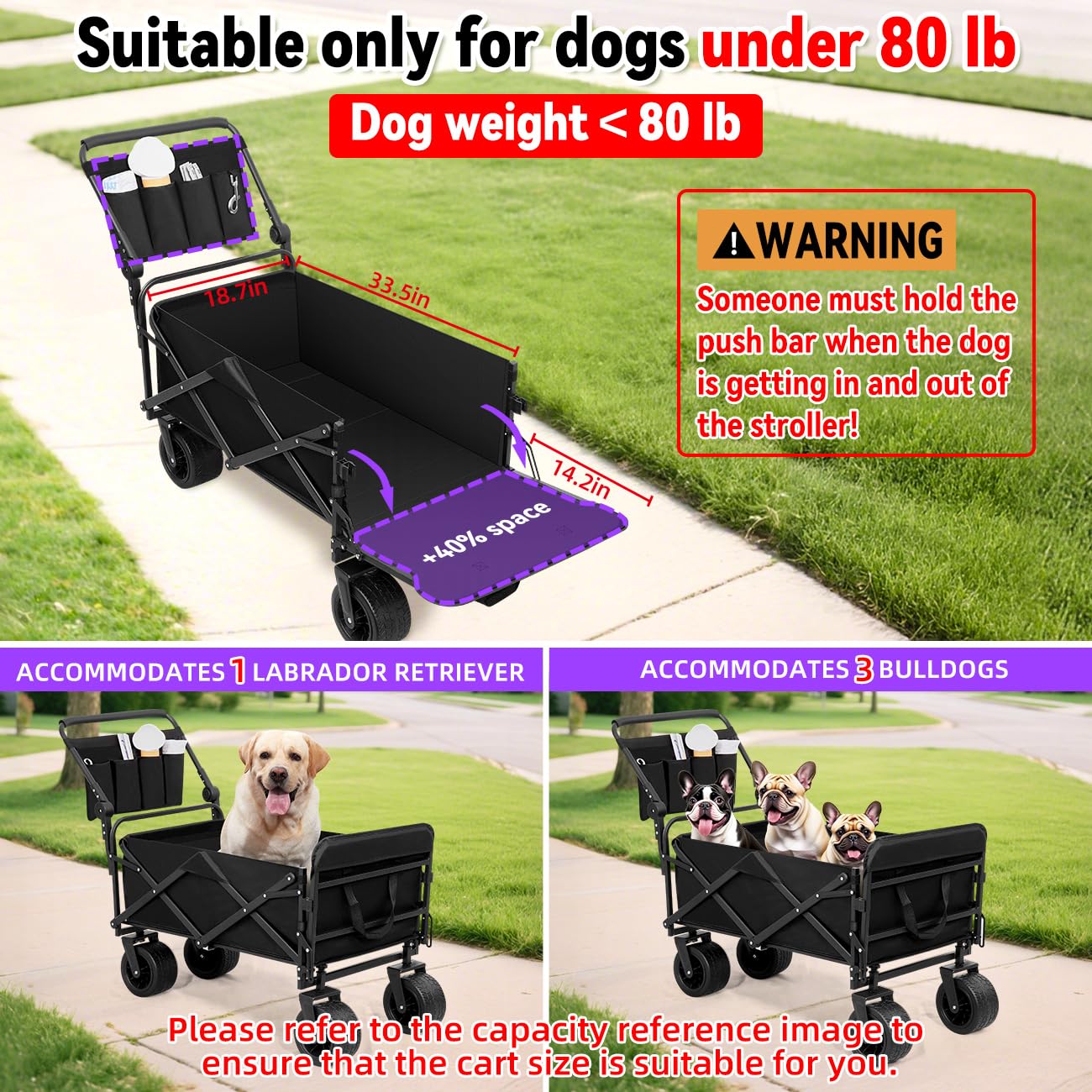 TKYZ Large Folding Dog Stroller Wagon Cart