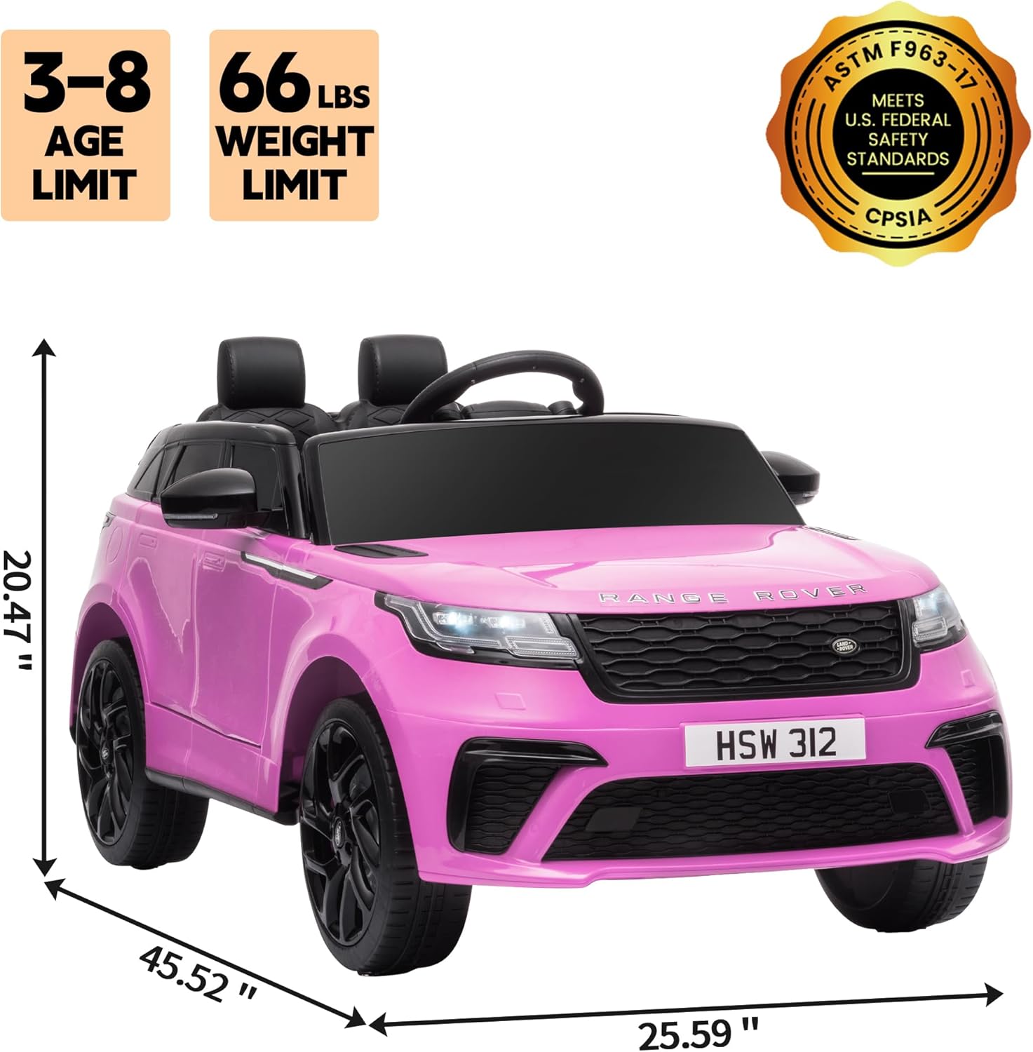 TOBBI 12V LAND ROVER VELAR Licensed Kids' Electric Ride-On Car