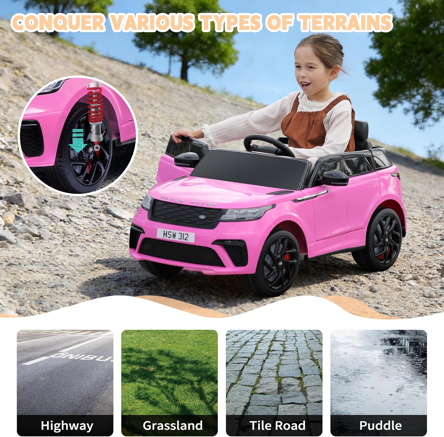 TOBBI 12V LAND ROVER VELAR Licensed Kids' Electric Ride-On Car