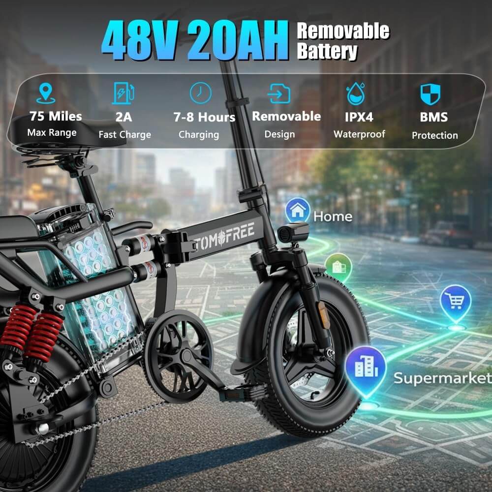 Tomofree T0 750W 48V 20Ah Folding Electric Bike