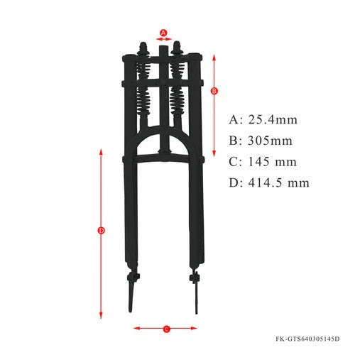Tracer 1" Threadless Dual Springer Bike Fork Disc Brake for 26"/29" Bike with 3.0/4.0 Tire