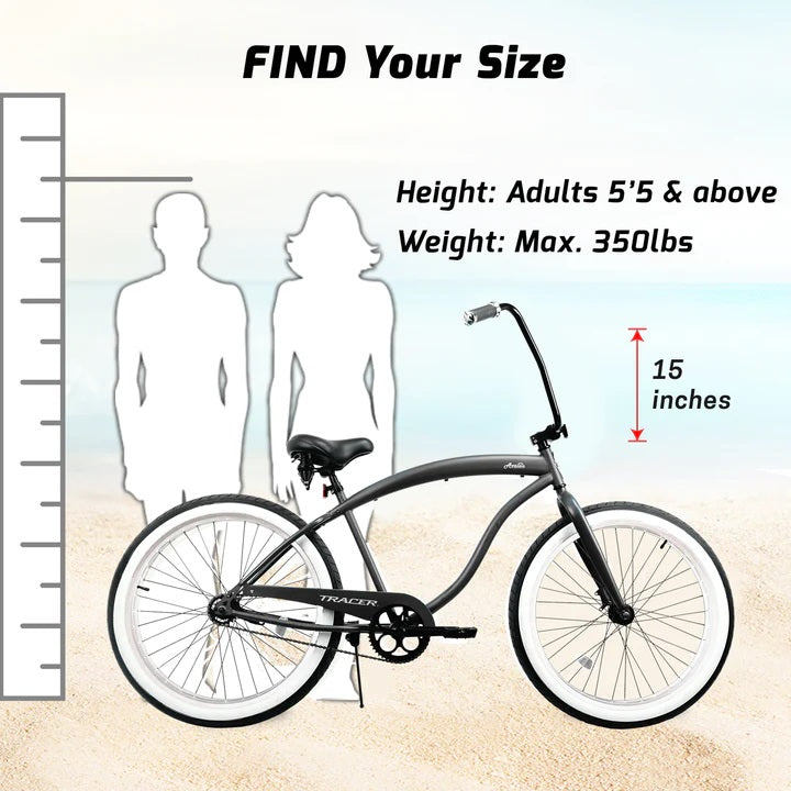 schwinn avalon bicycle Tracer AVALON 26" Single Speed Fat Tire Beach Cruiser Bike Matte Grey