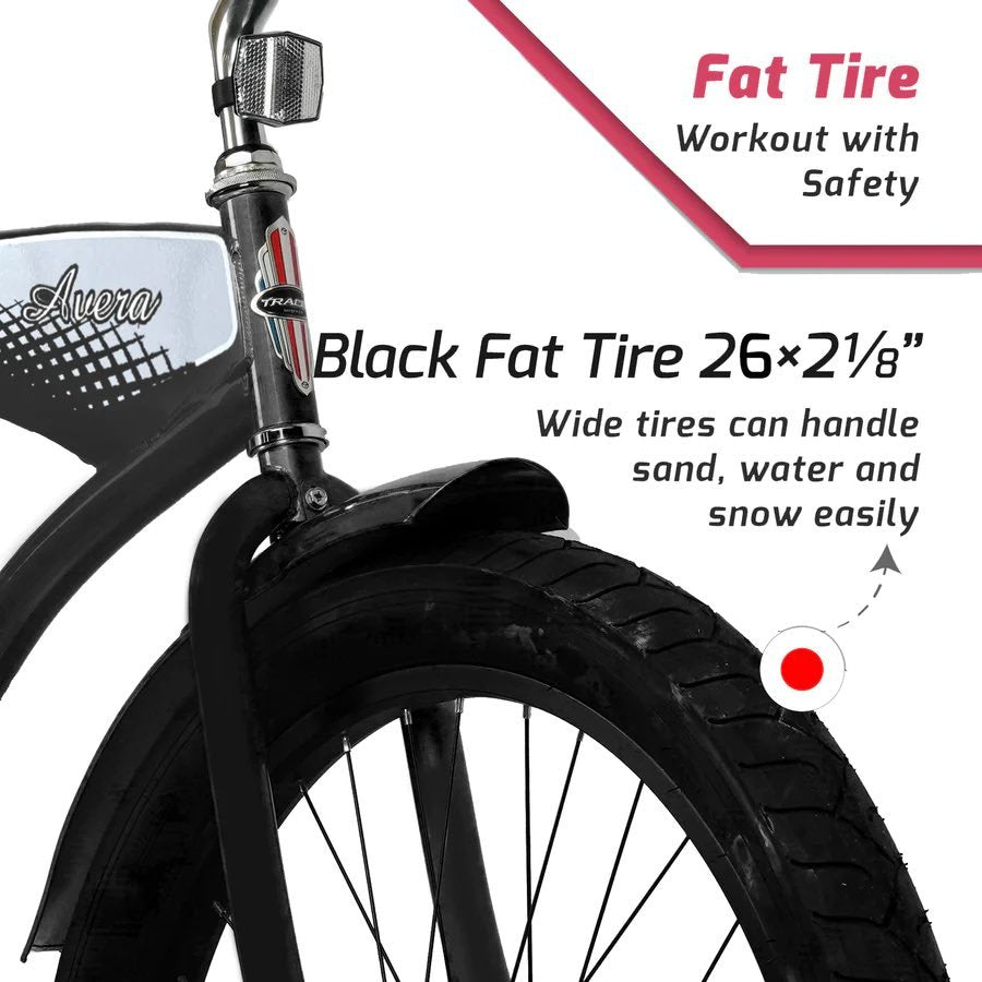 Tracer AVERA-M 26" Men's Hybrid Single Speed Fat Tire Beach Cruiser Bike