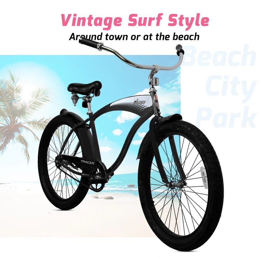 Tracer AVERA-M 26" Men's Hybrid Single Speed Fat Tire Beach Cruiser Bike