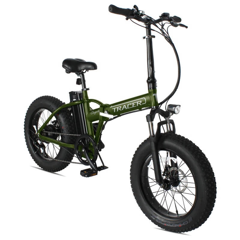 electric bicycle 500w 48v Tracer COYOTE 500W 48V 20" 7 Speed Folding Fat Tire Electric Bike Matte Army Green