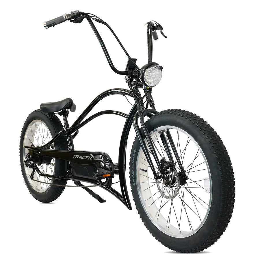 electric stretch cruiser bicycle Tracer TRACKER DS7 800W 48V 26" Stretch Cruiser Fat Tire Electric Bike Matte Black