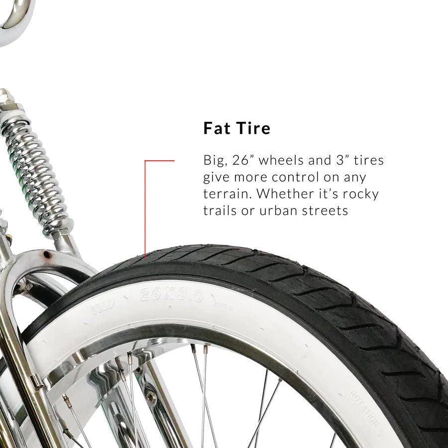 Beach Cruiser Fat Bike White Wall Tires SIKK UFO Fat Tire Speed