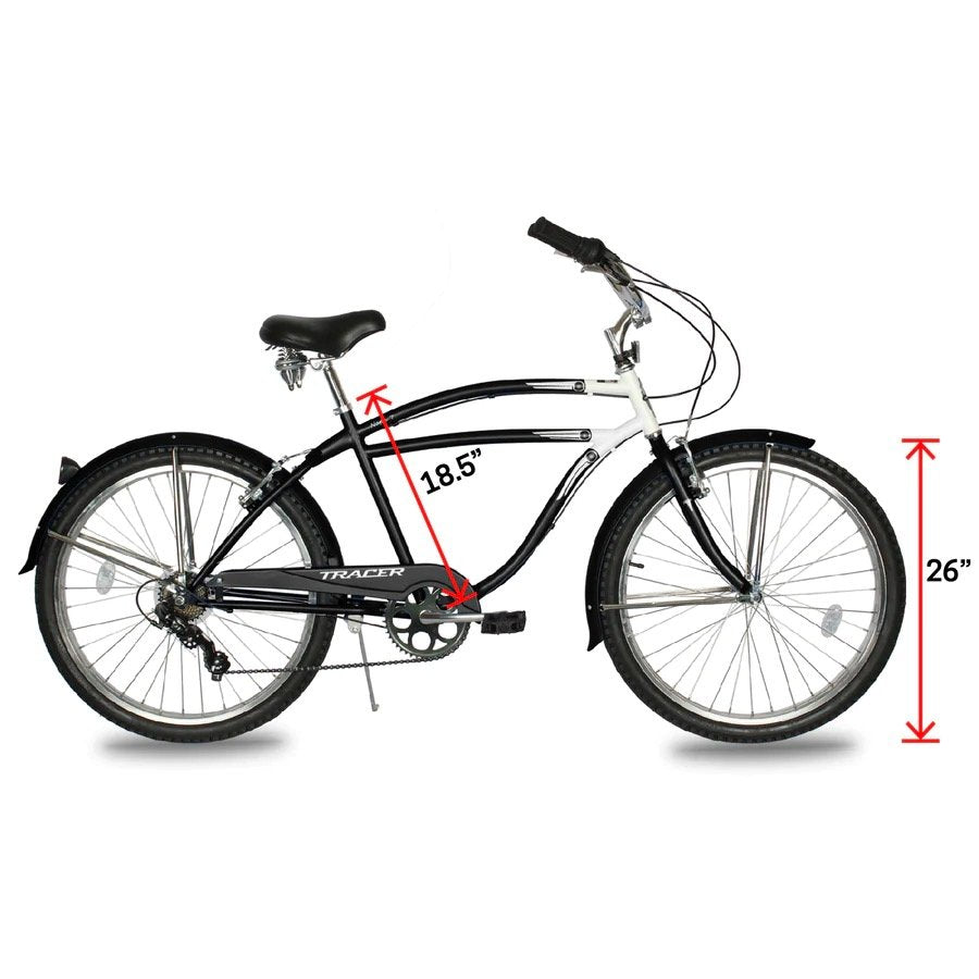 Tracer NAPA 26" Hi-Ten Steel Frame 7 Speed Beach Cruiser Fat Tire Bike