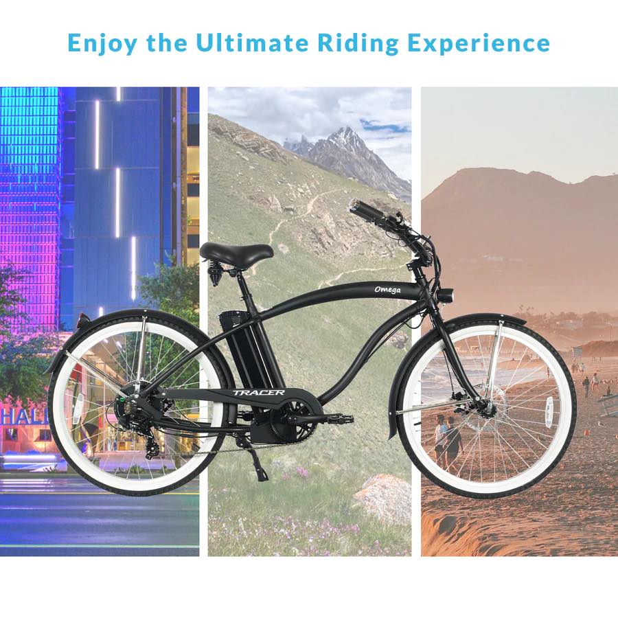 Tracer OMEGA Men's 500W 48V 26" 7 Speed Fat Tire Cruiser Electric Bike