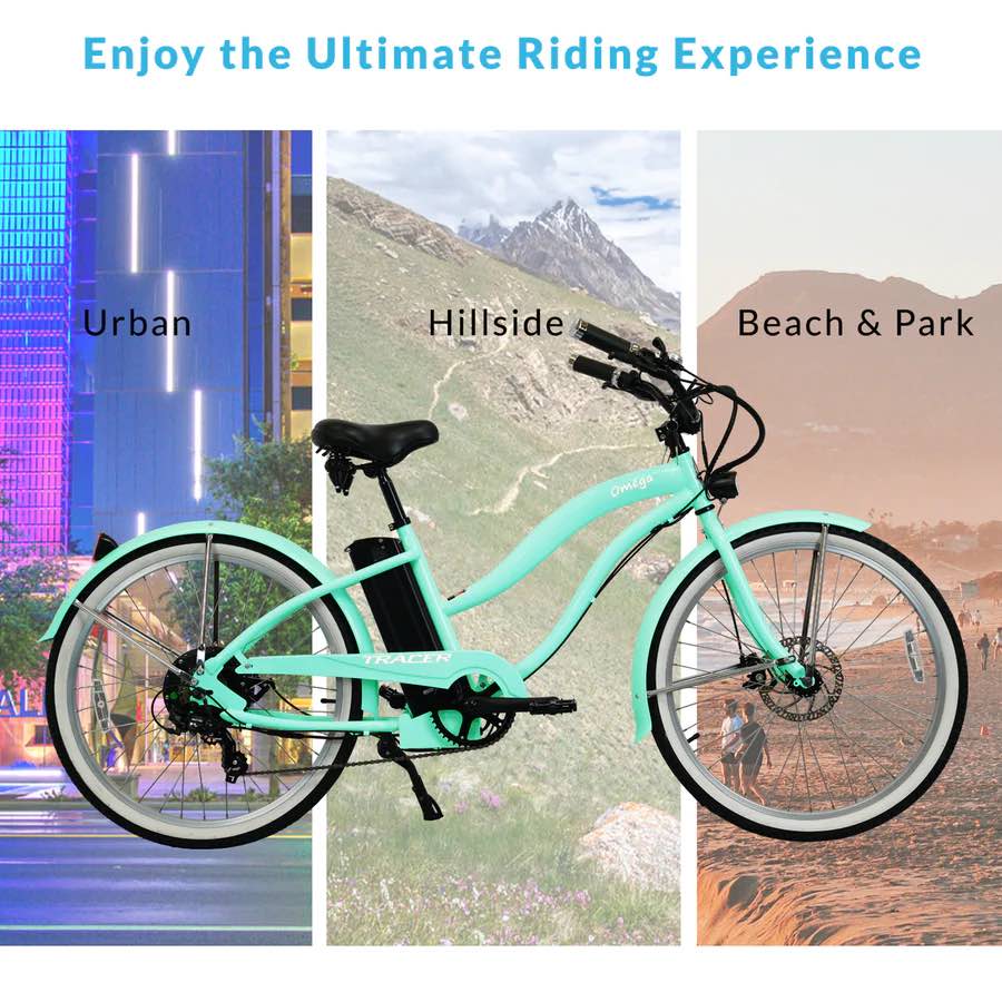 Tracer OMEGA Women's 500W 48V 26" 7 Speed Step-Through Fat Tire Electric Bike