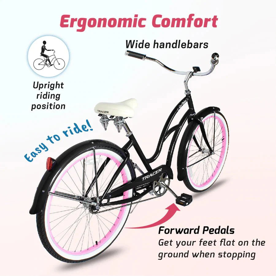 Tracer TAHA Women's Step-Through 26" Beach Cruiser Bike - Upzy.com