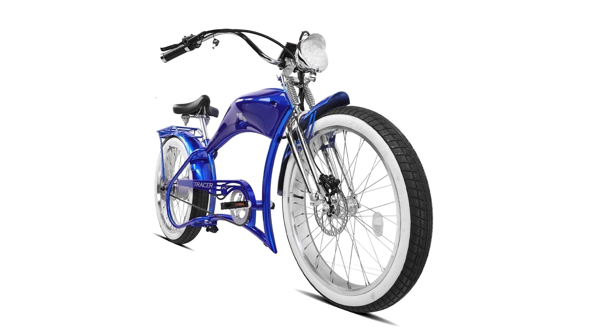 Tracer TWENTY5 DS 800W 48V 26" Fat Tire Chopper Stretch Cruiser Electric Bike