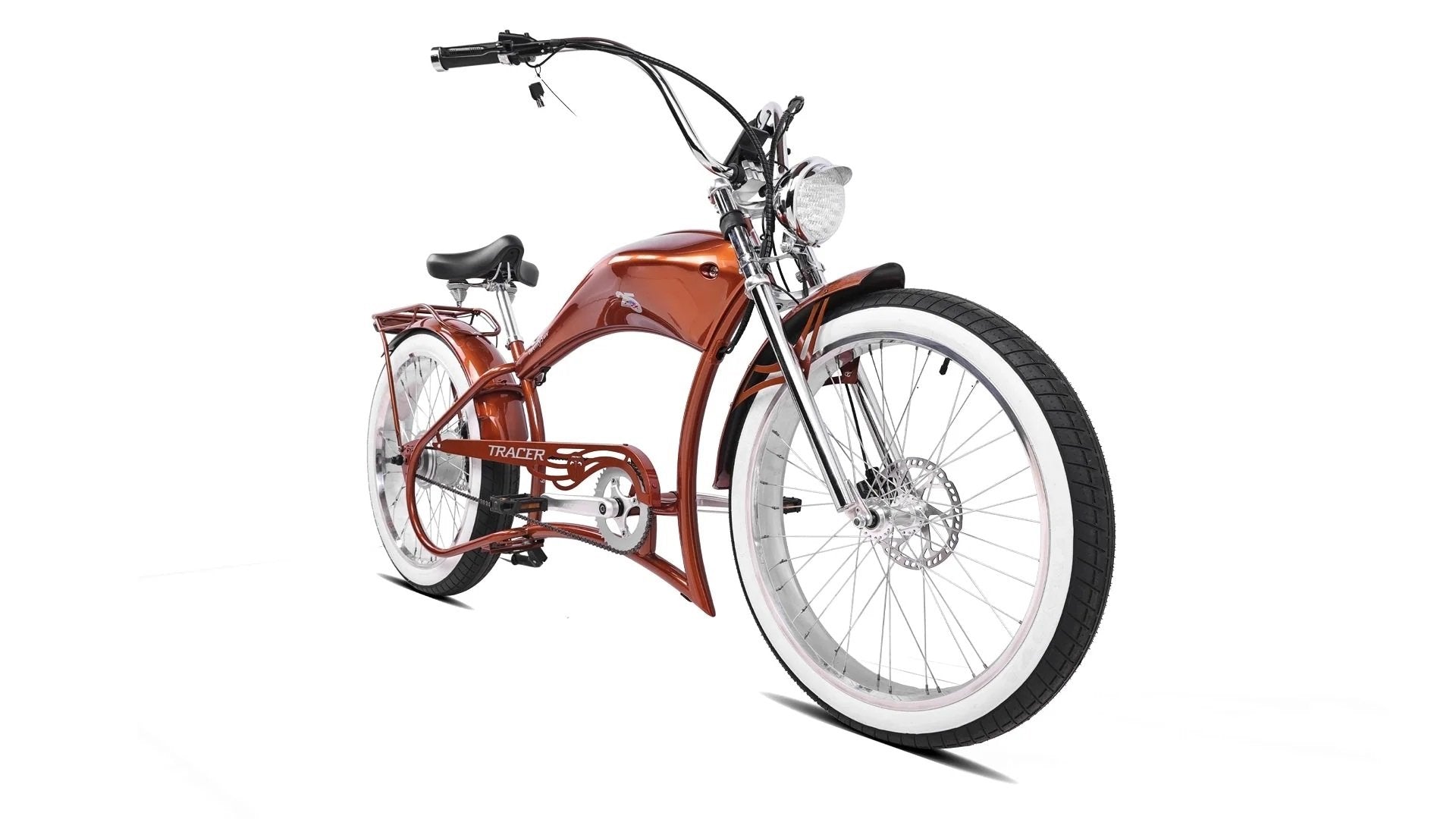 Tracer TWENTY5 DS 800W 48V 26" Fat Tire Chopper Stretch Cruiser Electric Bike