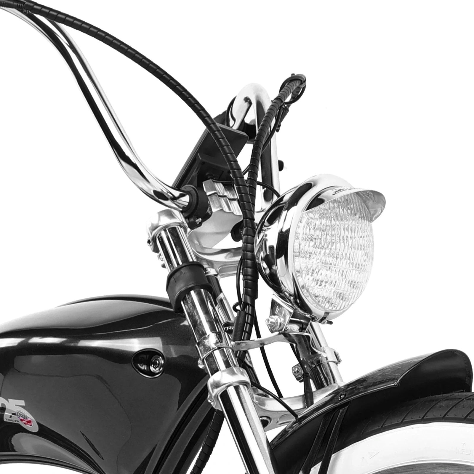 Tracer TWENTY5 DS 800W 48V 26" Fat Tire Chopper Stretch Cruiser Electric Bike