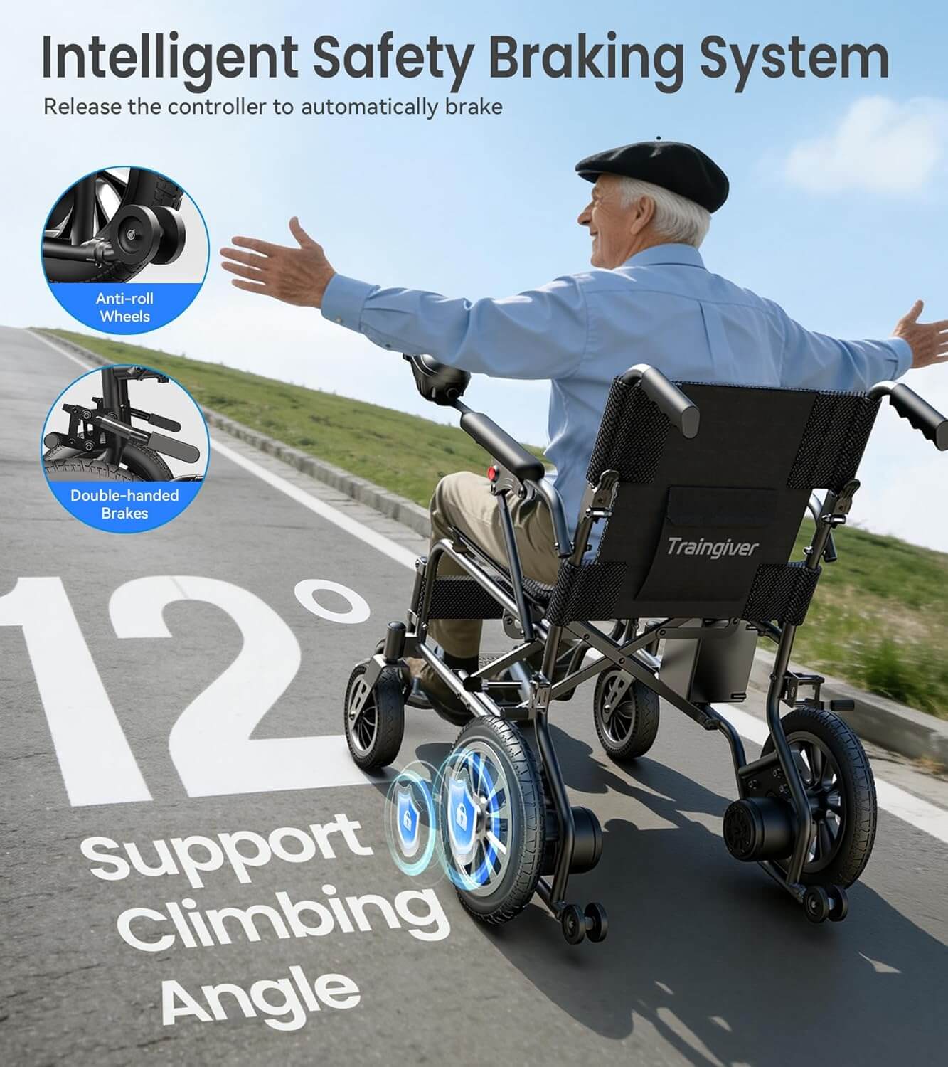TRAINGIVER HD551 500W Dual Motor Folding Electric Power Wheelchair