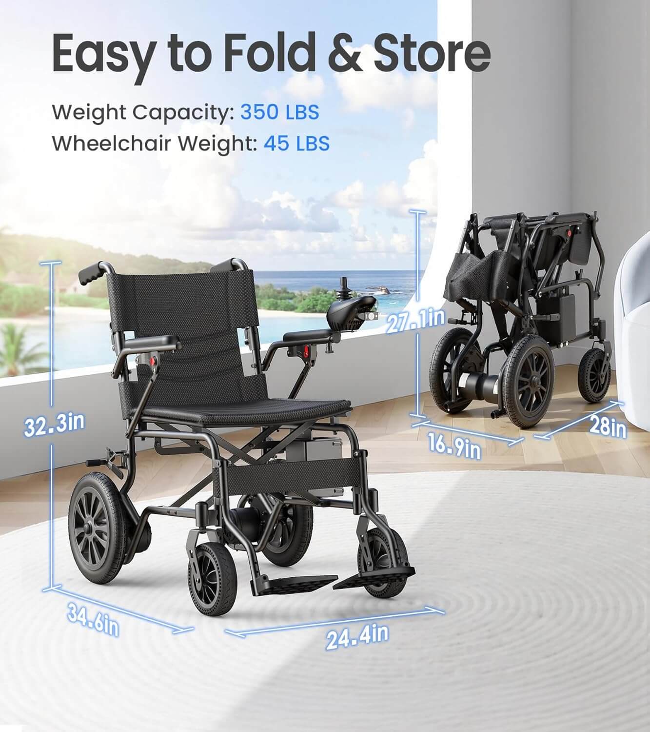 TRAINGIVER HD551 500W Dual Motor Folding Electric Power Wheelchair