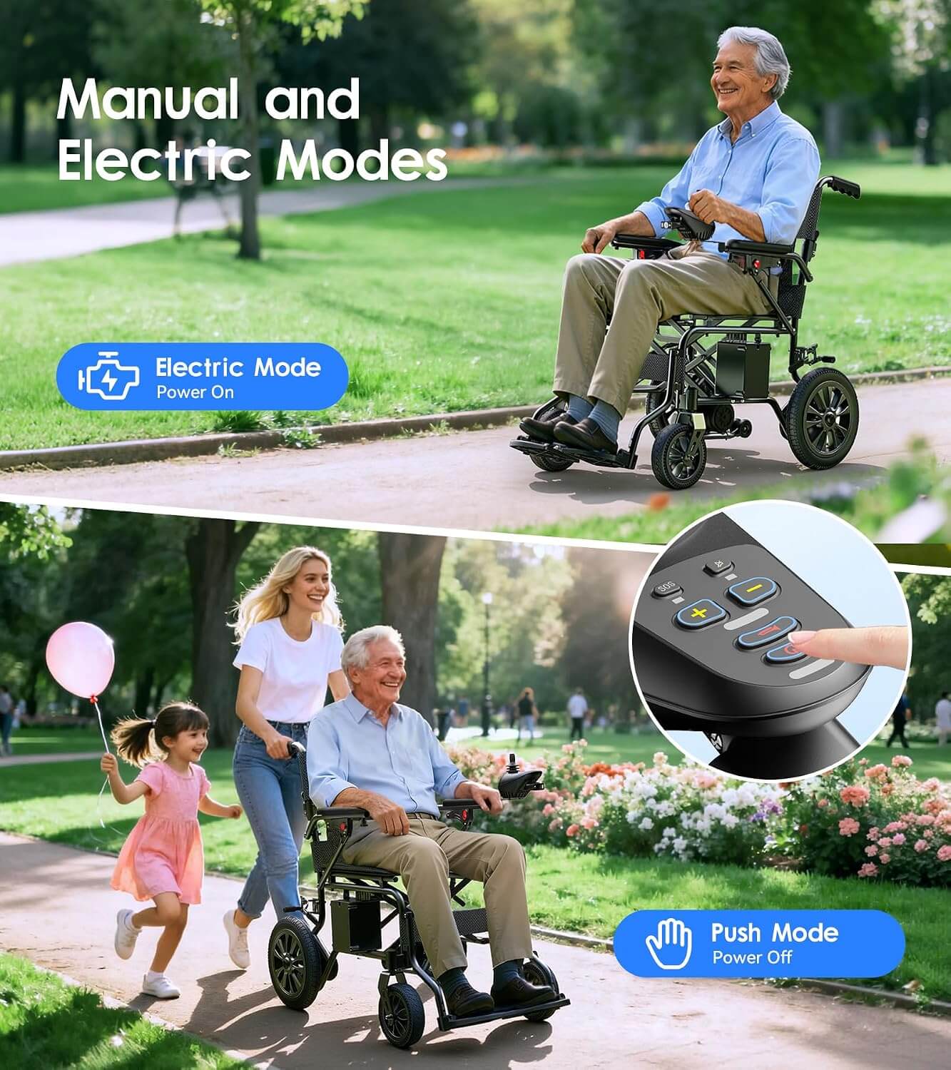 TRAINGIVER HD551 500W Dual Motor Folding Electric Power Wheelchair