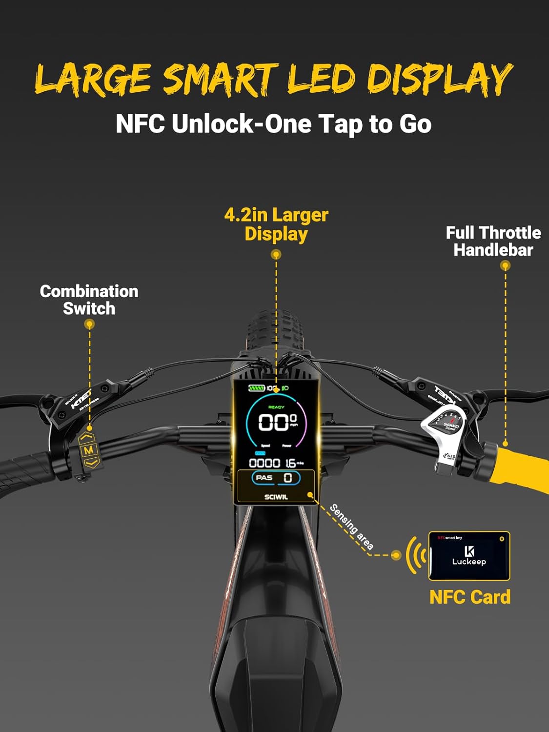 Luckeep M5 1000W 20" Fat Tire Moped Electric Bike