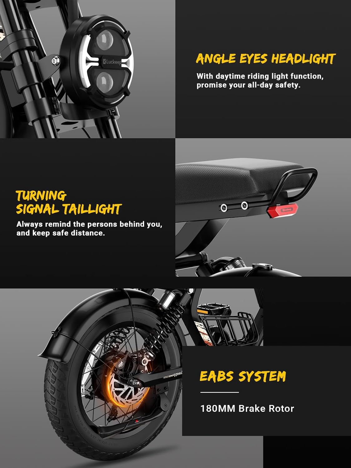 Luckeep M5 1000W 20" Fat Tire Moped Electric Bike